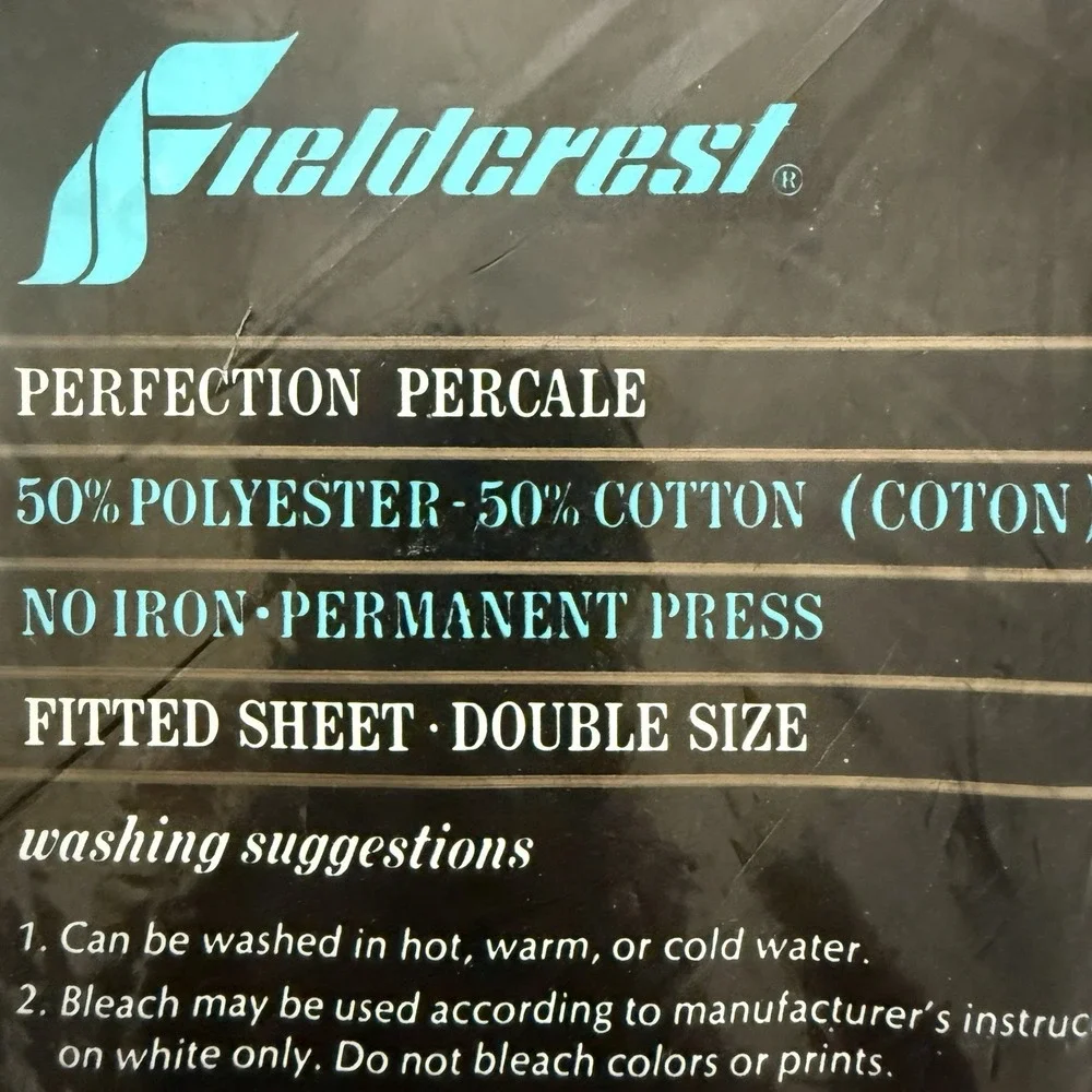 Fieldcrest Vintage Double Fitted‎ Sheet Polycotton Floral No Iron Sealed New USA